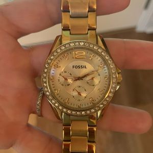 Gold Fossil watch